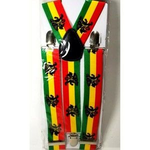 Suspenders Rasta Lion Multi Color Stripe Unisex Unicfashion Halloween New Sealed